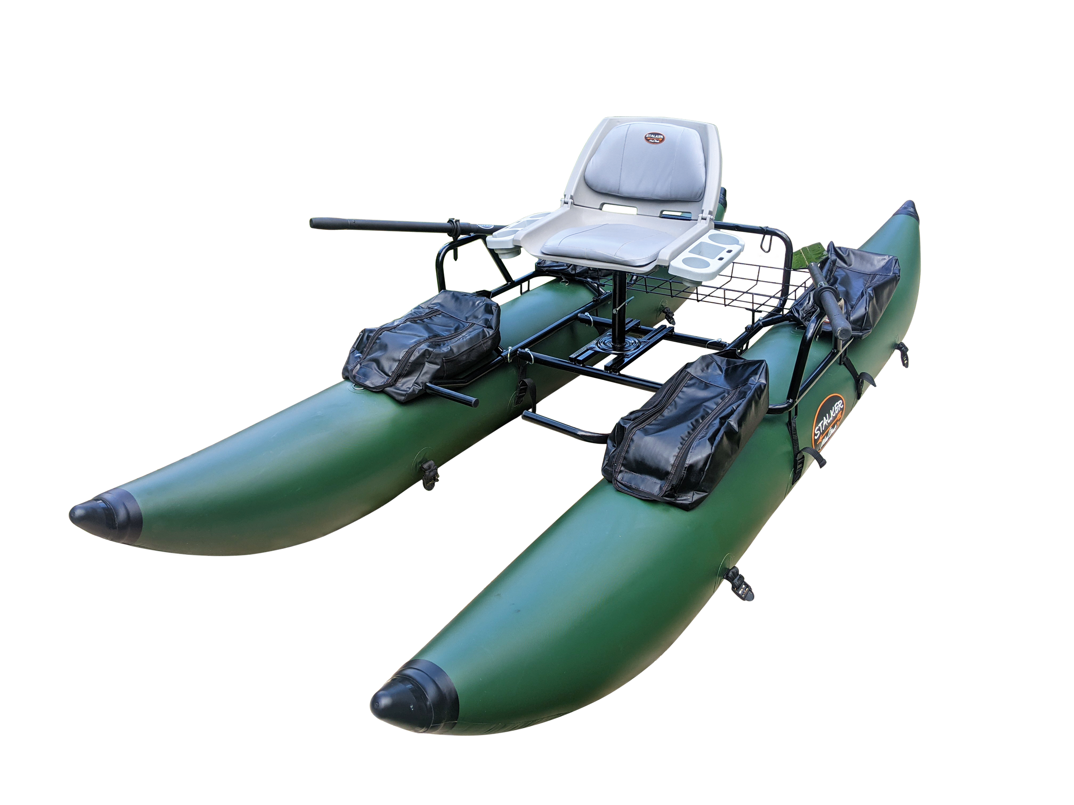 STALKER Mad Boats® GUNNISON River Raft™ - Elevated Single Seat TakeDown Inflatable Lightweight Fishing Boat with Outboard Motor Plate